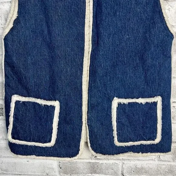 Vintage Handmade Sherpa Lined Denim Vest - Picture 3 of 9